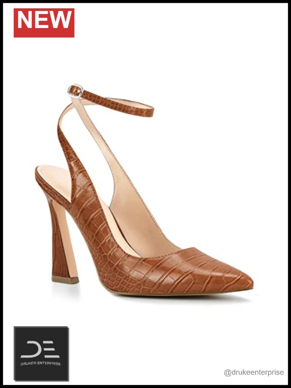 Womens High Heel Slingback Pumps Pointed Toe Faux Leather Wedding Shoes